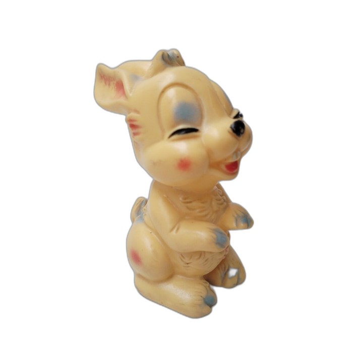 Figurine Jouet Vintage Chien Souriant Caoutchouc Souple — Jouet Ancien