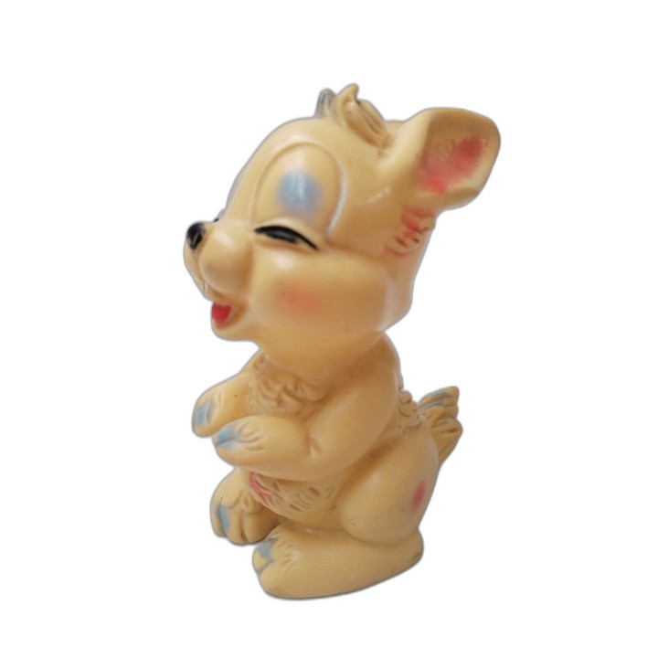 Figurine Jouet Vintage Chien Souriant Caoutchouc Souple — Jouet Ancien