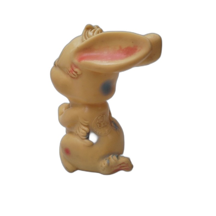 Figurine Jouet Vintage Chien Souriant Caoutchouc Souple — Jouet Ancien
