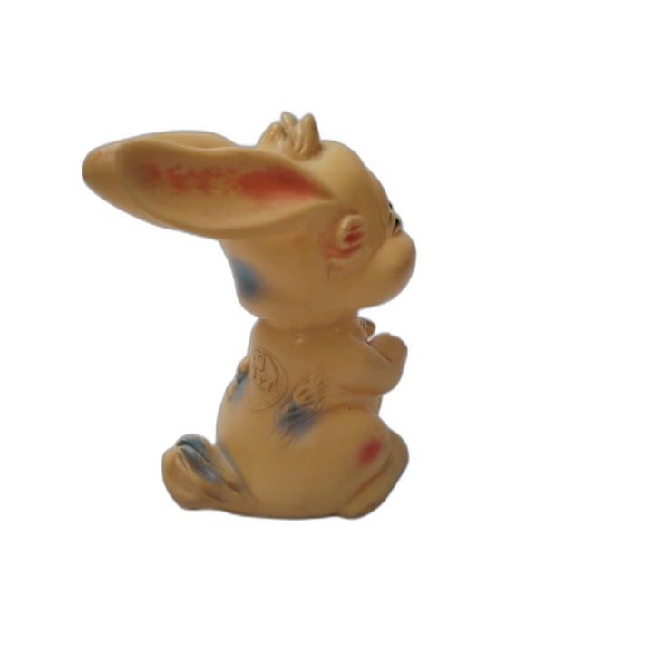 Figurine Jouet Vintage Chien Souriant Caoutchouc Souple — Jouet Ancien