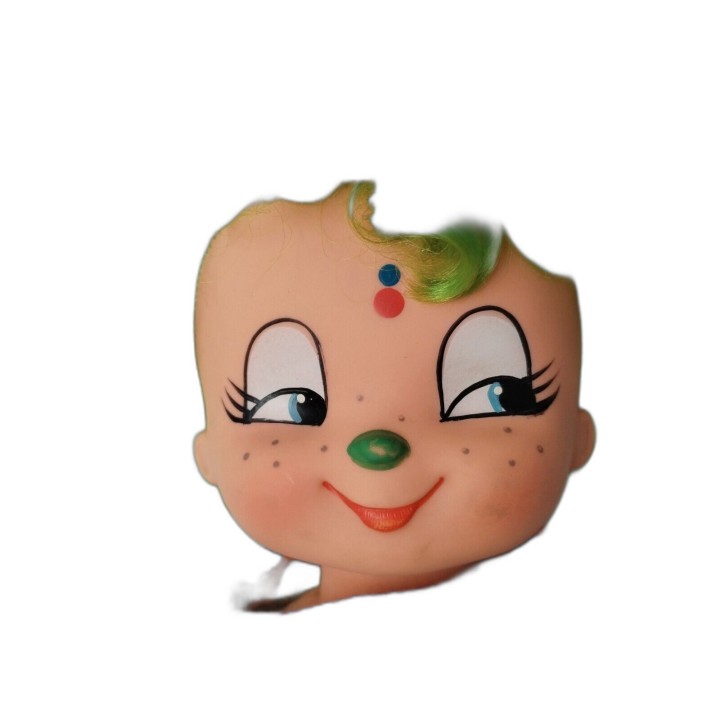 Grande Poupée Clown Vintage Cheveux Verts Multicolore - Peluche Fantai