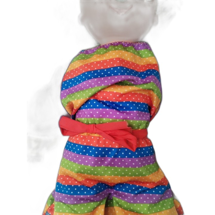 Grande Poupée Clown Vintage Cheveux Verts Multicolore - Peluche Fantai