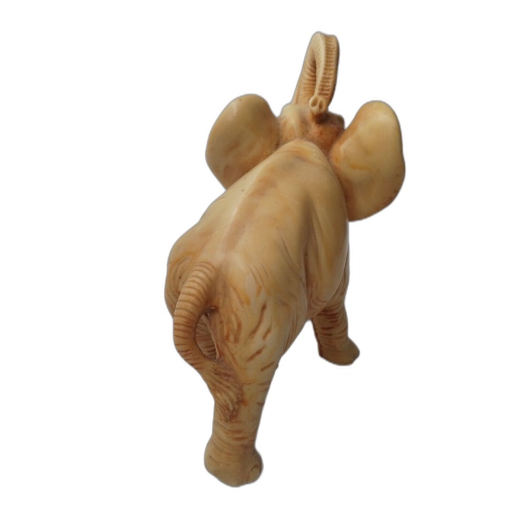 Figurine Éléphant Trompe Levée Résine Ivoire — Sculpture Déco Ethnique
