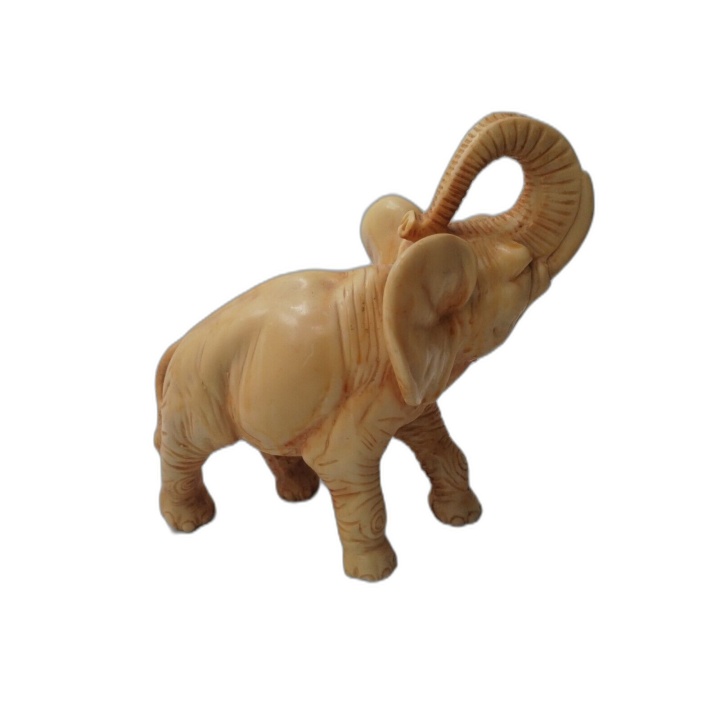 Figurine Éléphant Trompe Levée Résine Ivoire — Sculpture Déco Ethnique