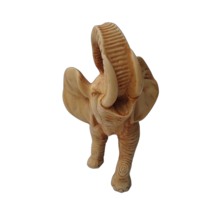 Figurine Éléphant Trompe Levée Résine Ivoire — Sculpture Déco Ethnique