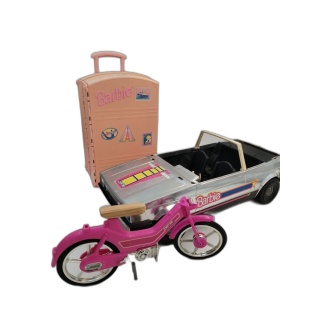 Lot Barbie Vintage Mattel - Voiture Golf + Mobylette + Valise Voyage -