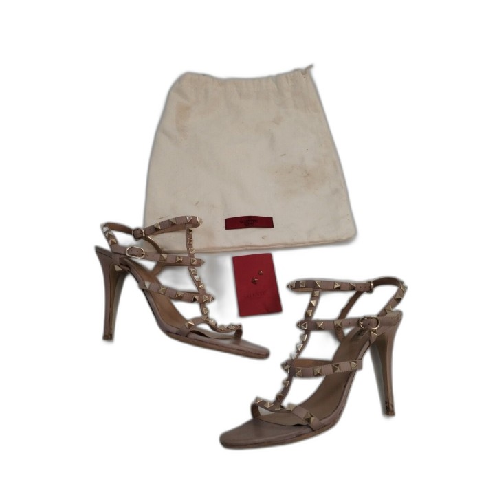 Sandales Valentino Garavani Rockstud Nude Cuir Talon Aiguille - Taille
