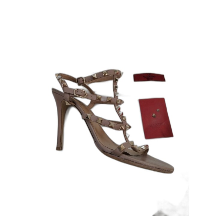 Sandales Valentino Garavani Rockstud Nude Cuir Talon Aiguille - Taille