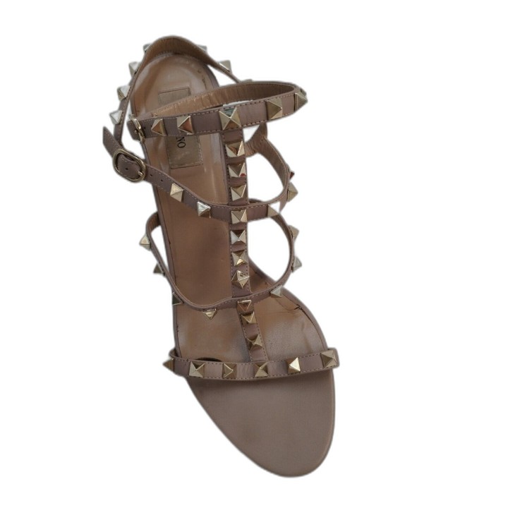 Sandales Valentino Garavani Rockstud Nude Cuir Talon Aiguille - Taille