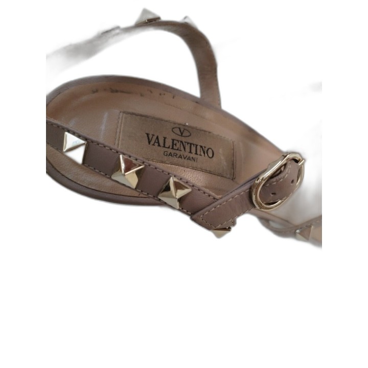 Sandales Valentino Garavani Rockstud Nude Cuir Talon Aiguille - Taille