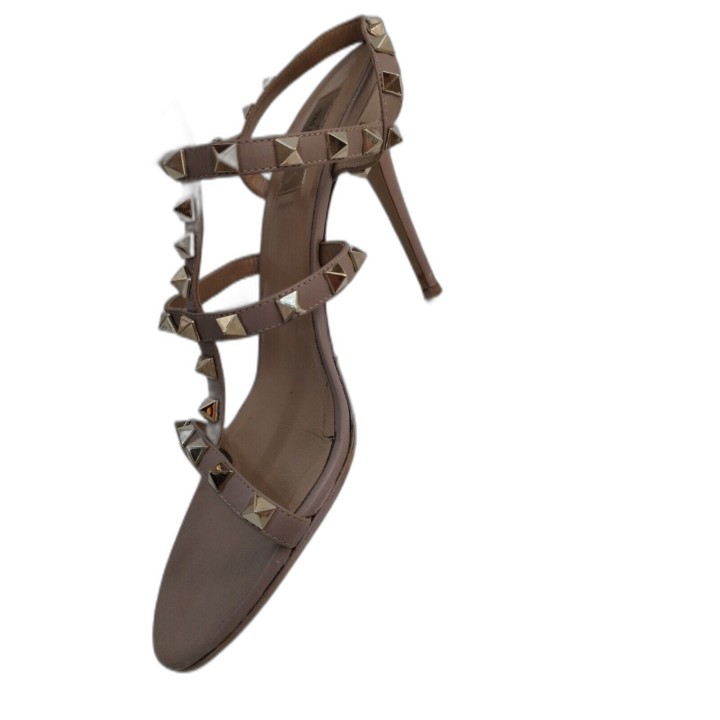 Sandales Valentino Garavani Rockstud Nude Cuir Talon Aiguille - Taille