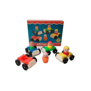 Fisher-Price Little People 875 - Set 4 Voitures + Figurines Vintage 19