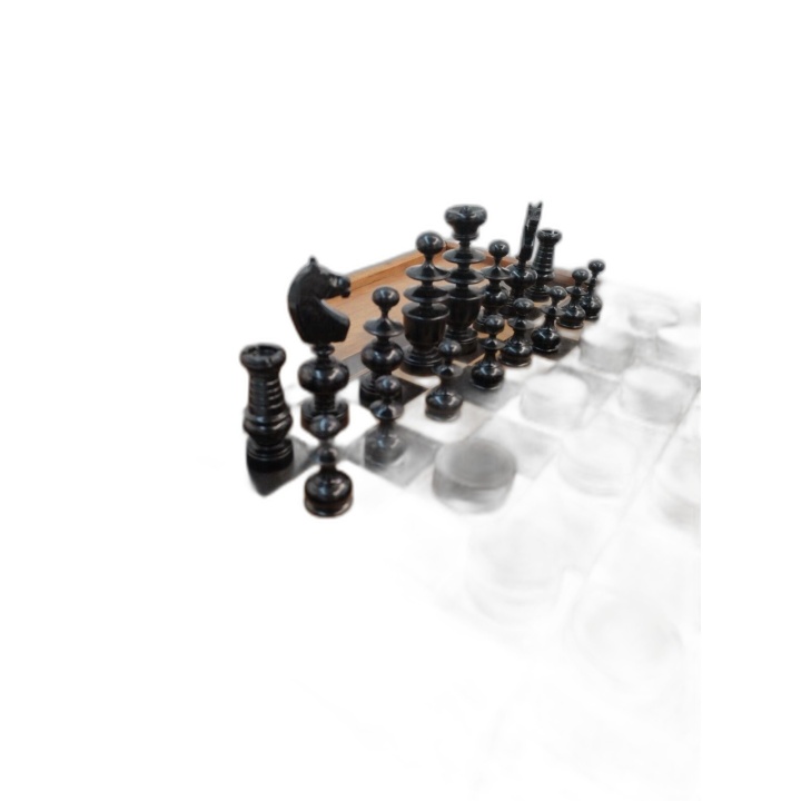 Échecs & Dames Bois Vintage - Coffret Plateau Marqueterie - Pièces Tou