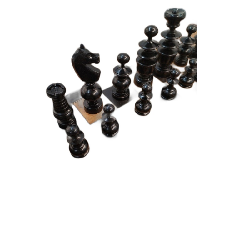 Échecs & Dames Bois Vintage - Coffret Plateau Marqueterie - Pièces Tou