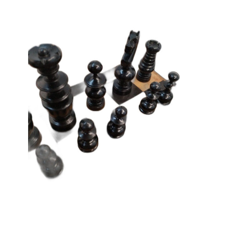 Échecs & Dames Bois Vintage - Coffret Plateau Marqueterie - Pièces Tou