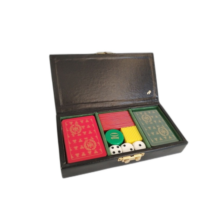 Coffret Jeux de Cartes Vintage - 2 Jeux de Cartes Jetons Dés - Mallett