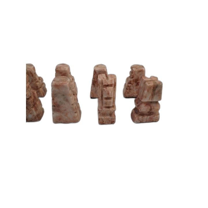 Jeu d'Échecs Artisanal Pièces en Pierre Sculptée Marbre Noir Rose - 32
