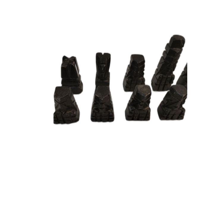 Jeu d'Échecs Artisanal Pièces en Pierre Sculptée Marbre Noir Rose - 32