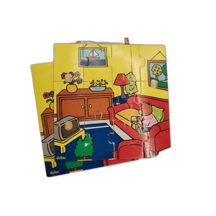 Vilac - Lot 4 Puzzles Bois Petit Ours Brun 4x12 Pièces - Boîte Bois -
