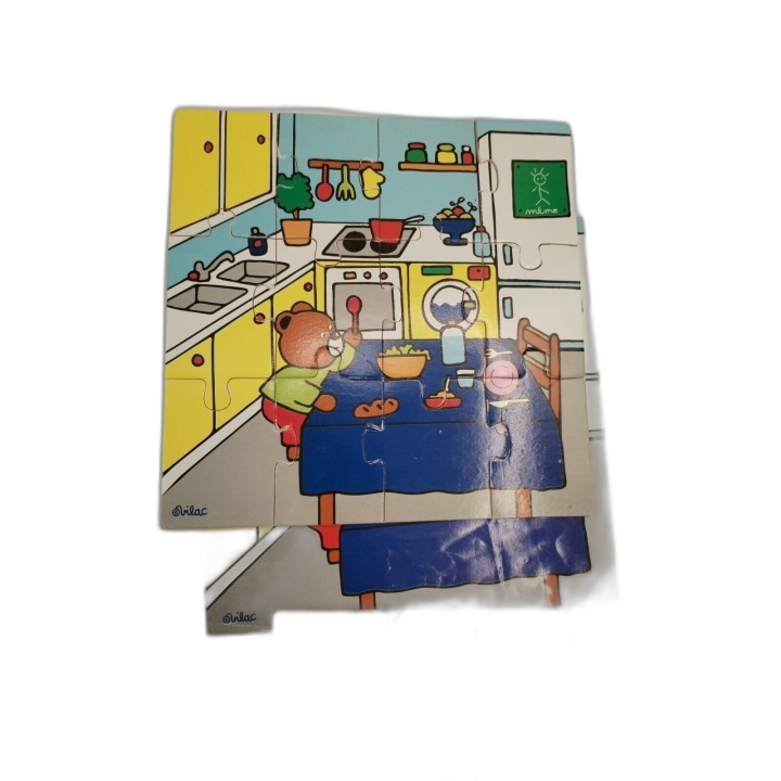 Vilac - Lot 4 Puzzles Bois Petit Ours Brun 4x12 Pièces - Boîte Bois -