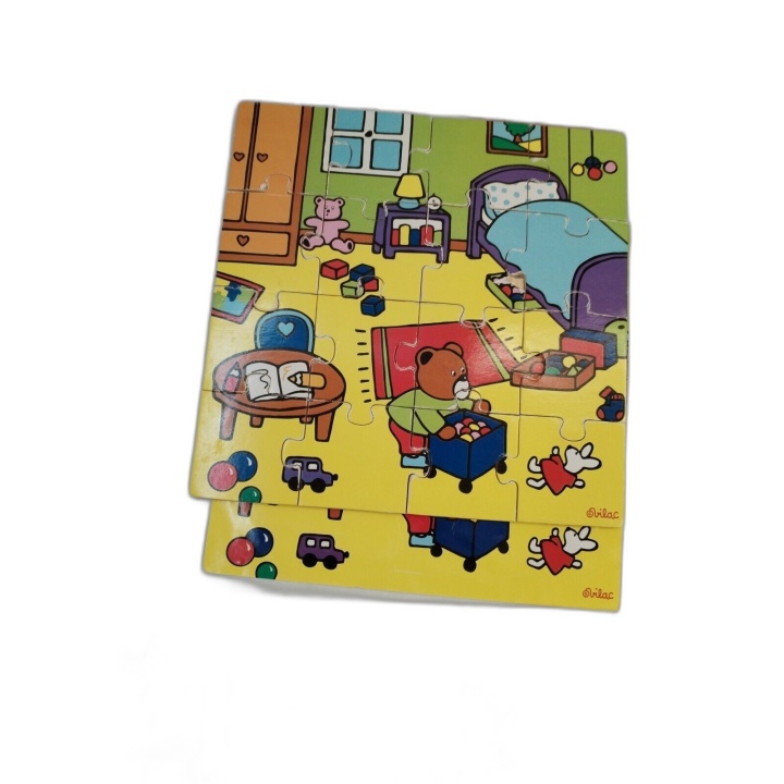 Vilac - Lot 4 Puzzles Bois Petit Ours Brun 4x12 Pièces - Boîte Bois -