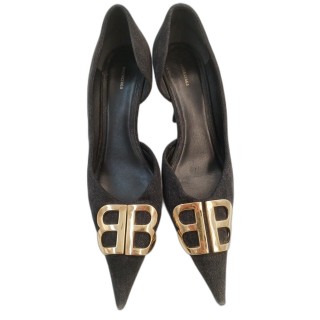 Escarpins Balenciaga BB Denim Noir Pointe Knife - Taille 40 - Occasion
