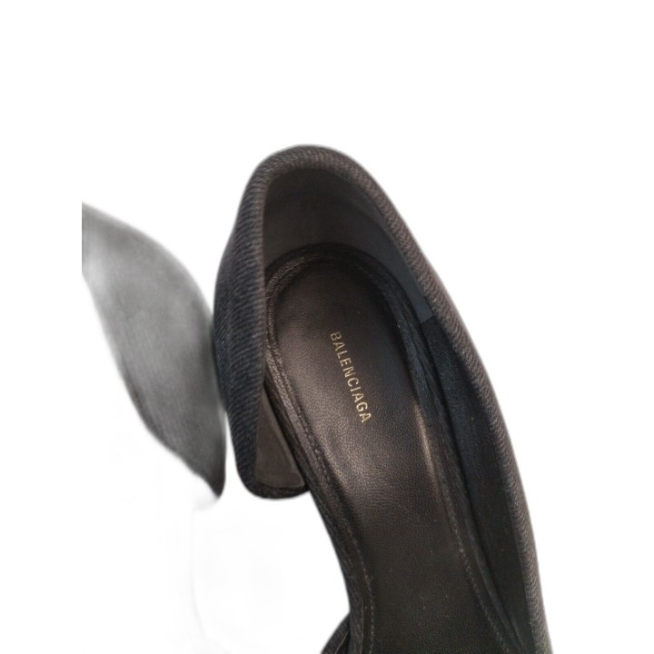 Escarpins Balenciaga BB Denim Noir Pointe Knife - Taille 40 - Occasion