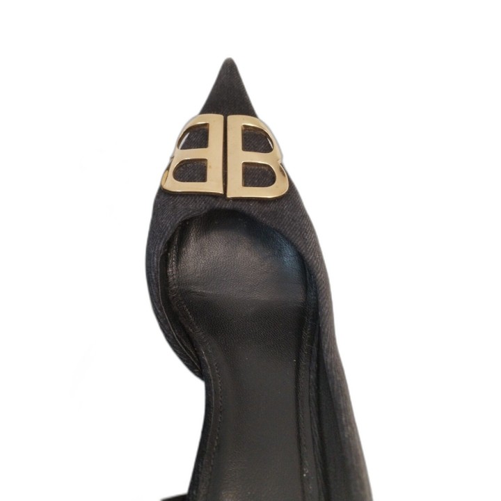 Escarpins Balenciaga BB Denim Noir Pointe Knife - Taille 40 - Occasion