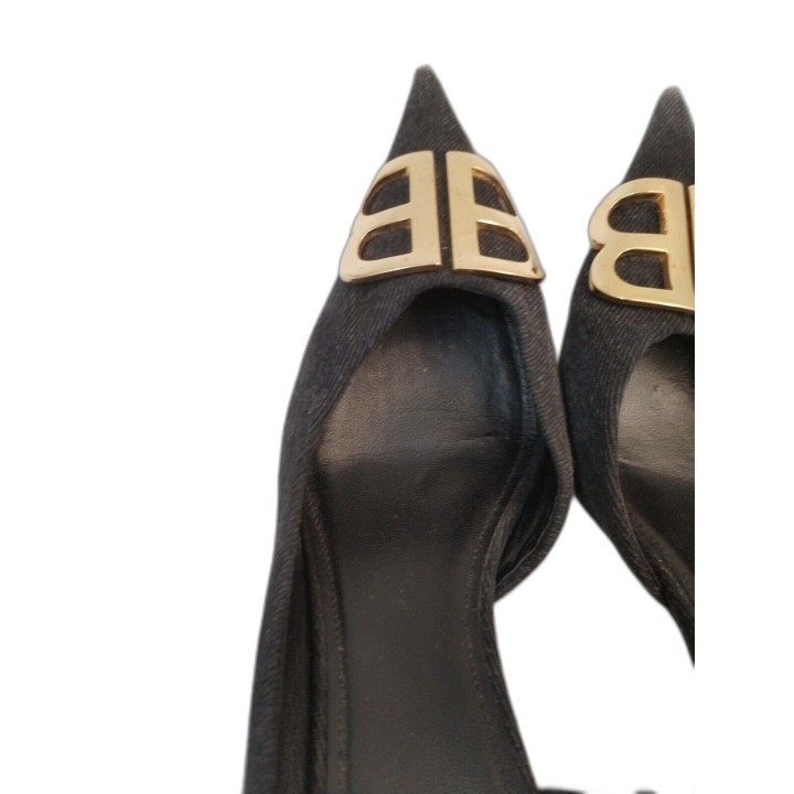 Escarpins Balenciaga BB Denim Noir Pointe Knife - Taille 40 - Occasion