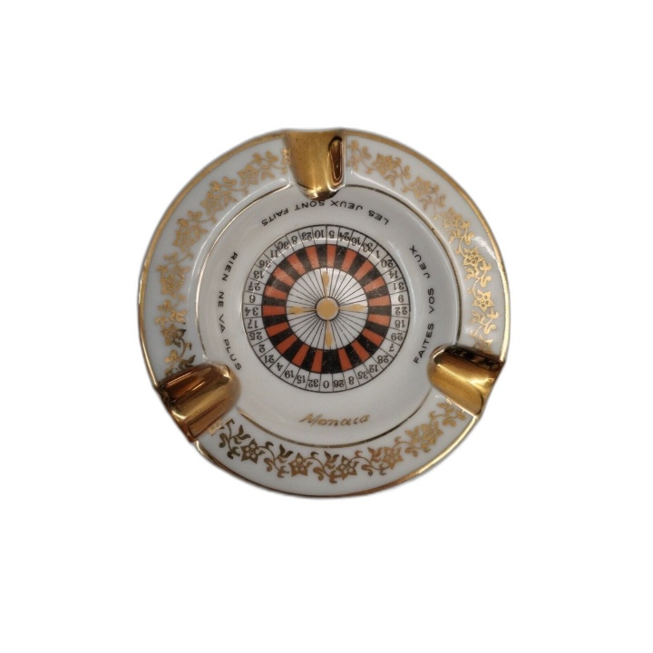 Cendrier Porcelaine Monaco Casino Roulette - Signé E. Chalais Limoges
