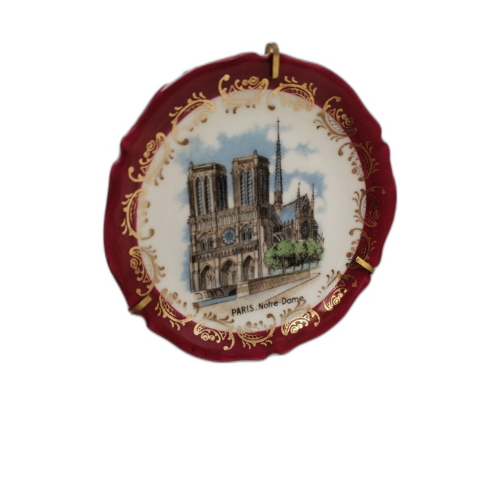 Assiette Décorative Porcelaine Paris Notre-Dame - Limoges France - Dor
