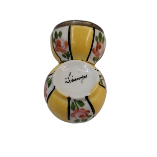 Saleron Double Porcelaine de Limoges - Décor Roses Fond Jaune - Art de