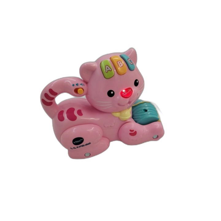 VTech 1 2 3 P'tit Chat - Jouet d'éveil interactif bébé à tirer - Rose