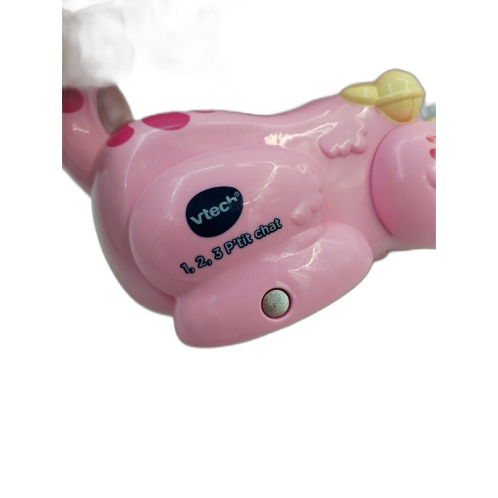 VTech 1 2 3 P'tit Chat - Jouet d'éveil interactif bébé à tirer - Rose