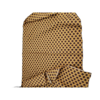 Tissu Provençal Jaune Motifs Médaillons Rouge - 114x130 cm - Grand Tei