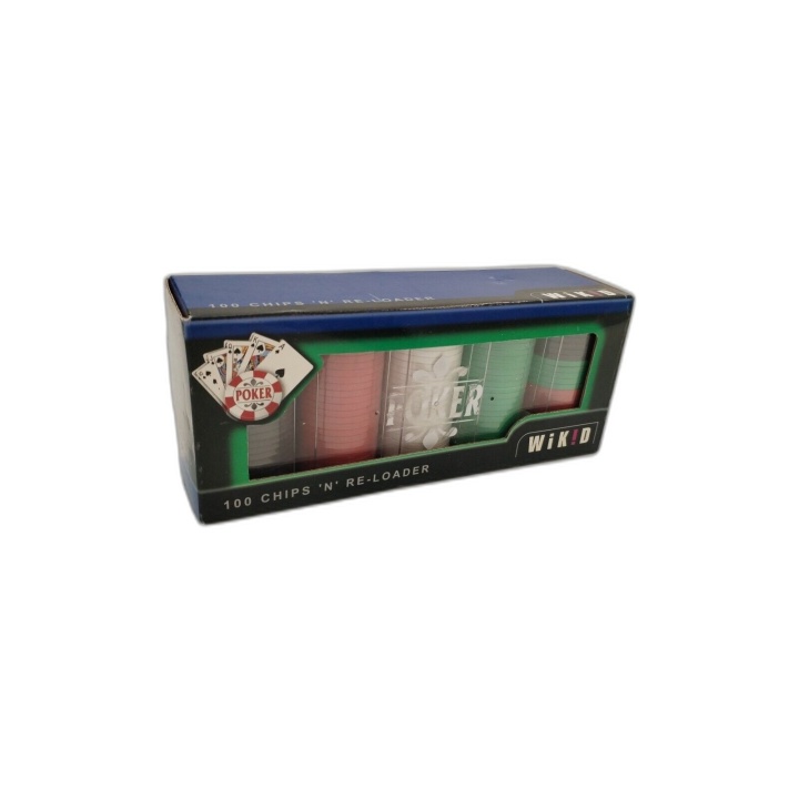 Wikid Poker Set 100 Jetons Chips N Re-Loader - Boîtier Rangement Voyag