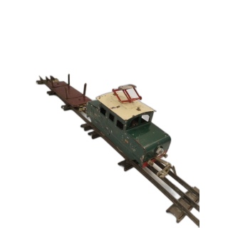 Train Électrique Vintage Métal - Locomotive + Wagon Plat + Rails - Jou