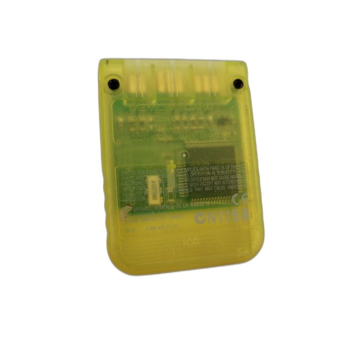 Memory Card PlayStation 1 PS1 Jaune Translucide - Carte Mémoire Offici