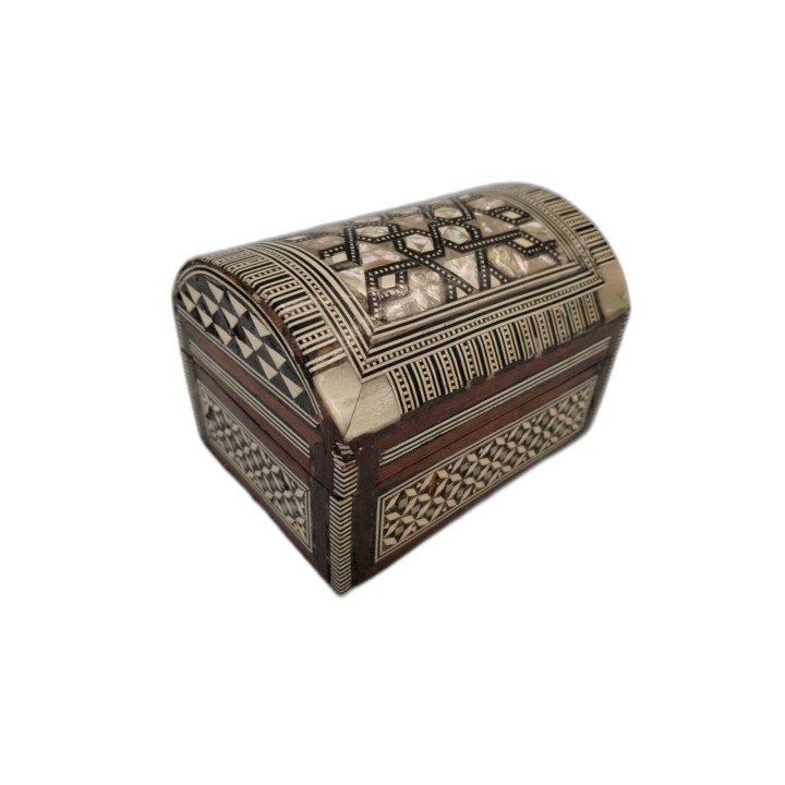Coffret Bijoux Bois Marqueterie Nacre Artisanal - Coffre Trésor Orient