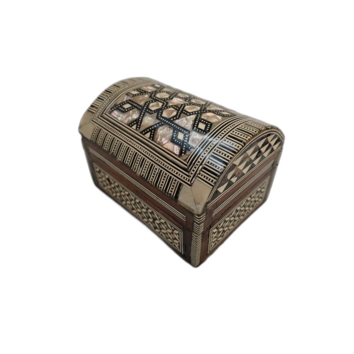 Coffret Bijoux Bois Marqueterie Nacre Artisanal - Coffre Trésor Orient