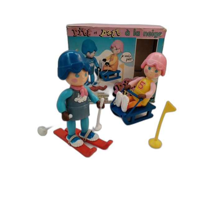 Pitt et Patt à la Neige - Figurines Vintage Années 80 - Ski & Luge - O