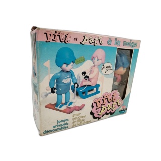 Pitt et Patt à la Neige - Figurines Vintage Années 80 - Ski & Luge - O