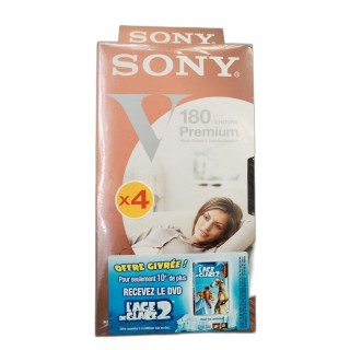 Sony V180 Premium VHS Cassettes Vierges 3H Haute Qualité - Pack x4 - N