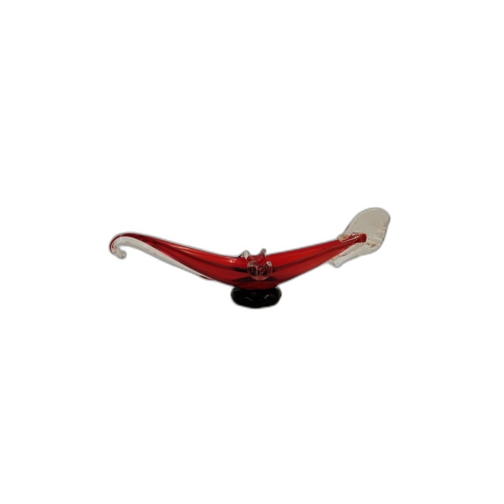 Coupe Vide-Poche Verre Soufflé Rouge Style Murano Vintage - Décoration