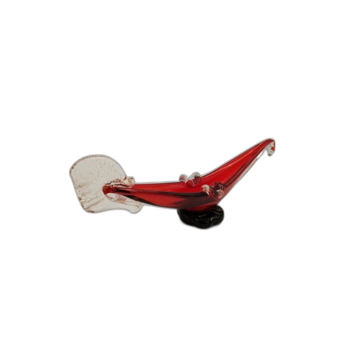 Coupe Vide-Poche Verre Soufflé Rouge Style Murano Vintage - Décoration