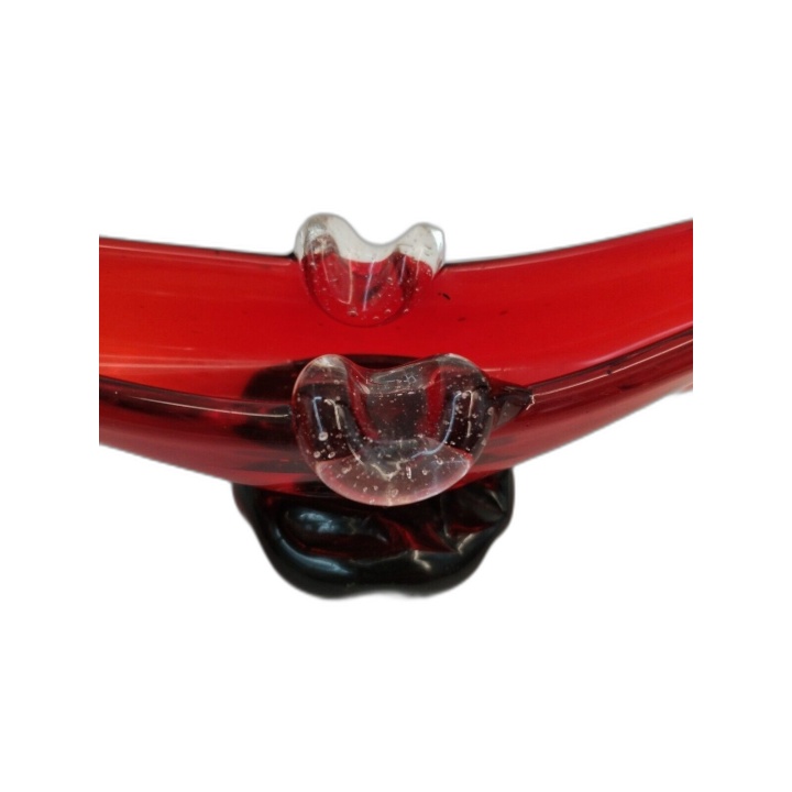 Coupe Vide-Poche Verre Soufflé Rouge Style Murano Vintage - Décoration