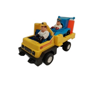 Playmobil Vintage Camion Plateau Jaune + Voiture Course Bleue 2 Figuri