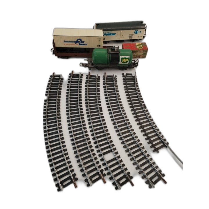 Lot Wagons Marchandises HO + Rails Courbes - Atlantic Container BP Int