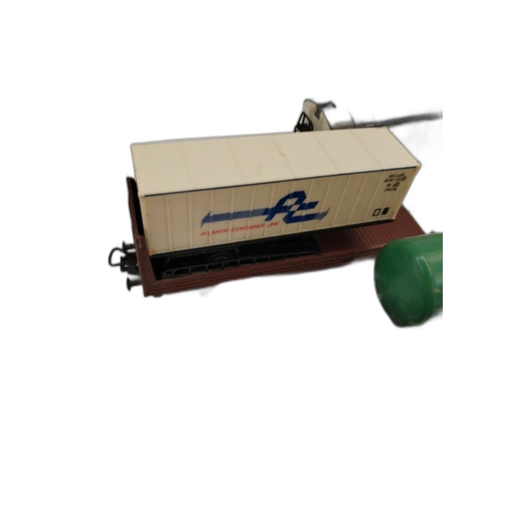 Lot Wagons Marchandises HO + Rails Courbes - Atlantic Container BP Int