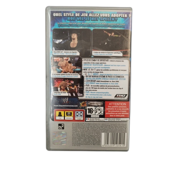 WWE SmackDown vs Raw 2008 Featuring ECW - PSP - Jeu Combat Catch - Occ